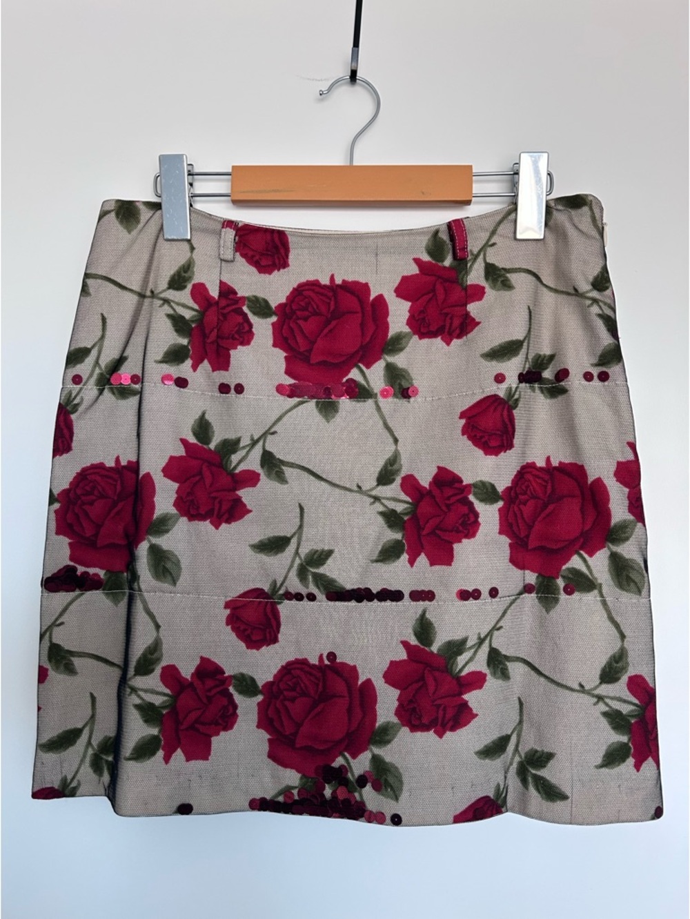 Moschino cheap and chic Rose Patterned Sequin Mesh Skirt